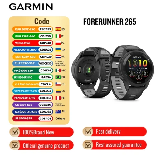 Garmin Forerunner 265 Sports Watch Outdoor GPS Running Fitness Marathon Swimming Chinese Heart Rate Blood Oxygen smartwatch